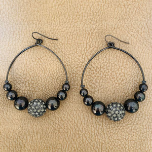 Express (Faux) Pearl/Crystal Circle Drop Earrings